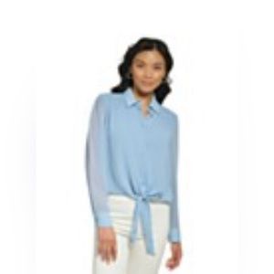 Calvin Klein Women's Tie-Hem Shirt, Size Large, Color Dusk